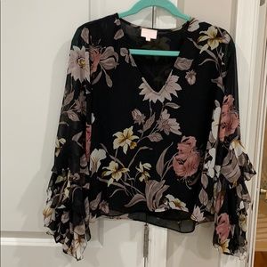 Black floral blouse